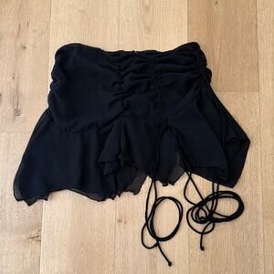 Darker Wavs Mini Skirt Flutter Chiffon Pitch Size M Black